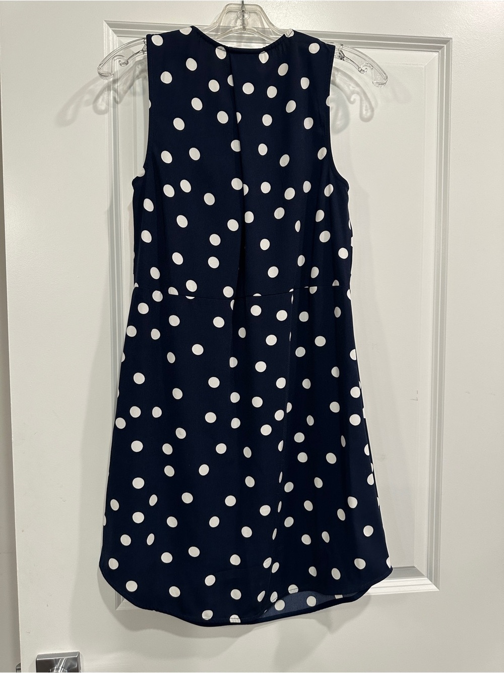 Sleeveless Navy Polka Dot Mini Dress - Picture 6 of 7